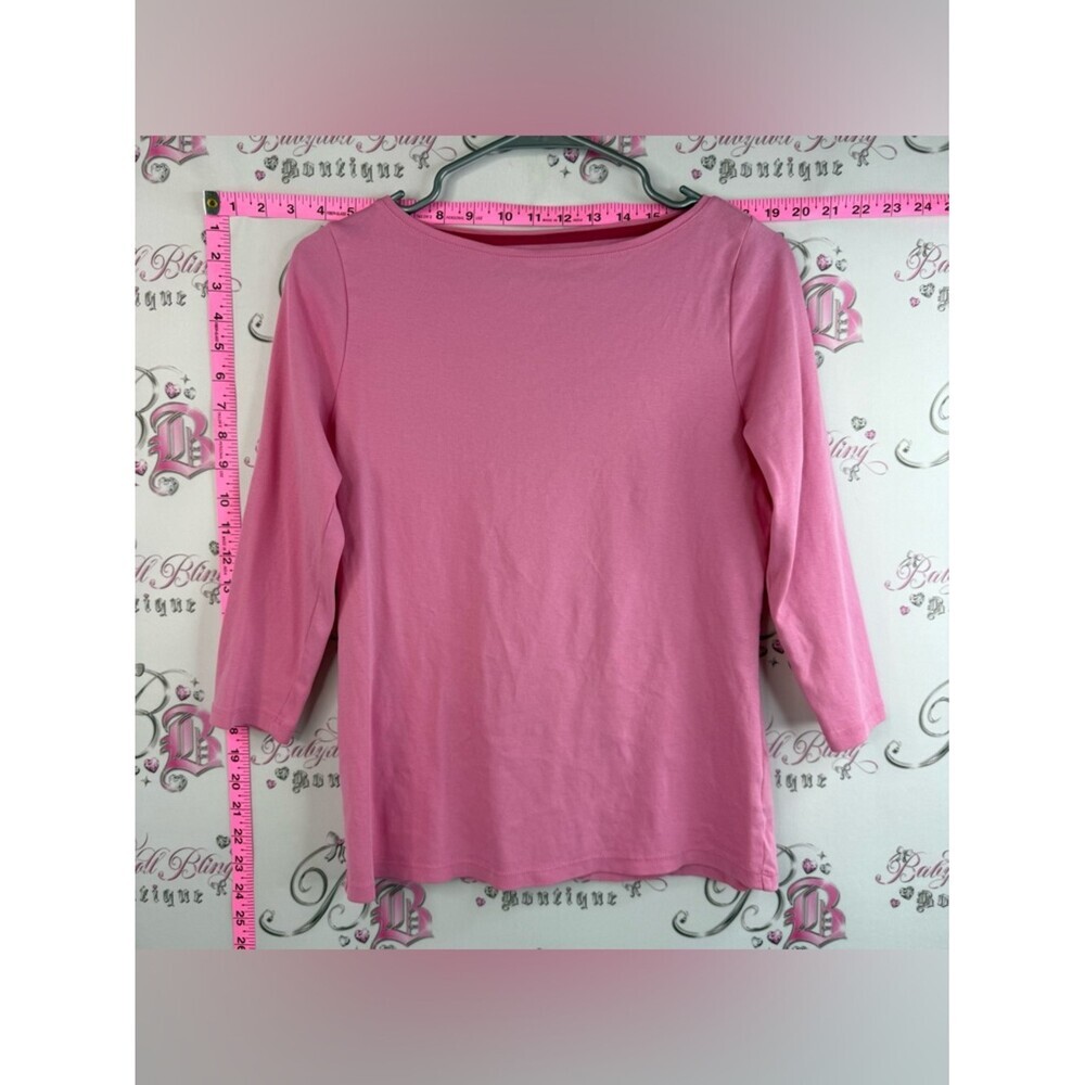 Talbots shirt long sleeve bubblegum stretchy Pink Boatneck 3/4 Sleeve Top